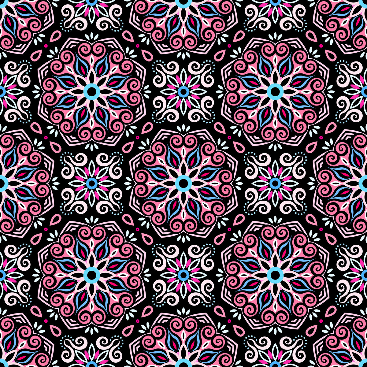 Red - Pink - Blue Mandala Fabric - 203