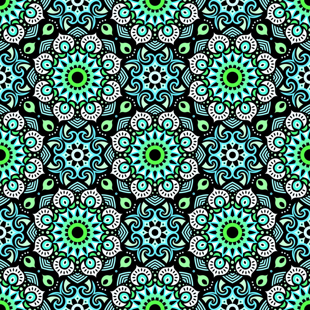 Turquoise - Green Mandala Fabric - 193