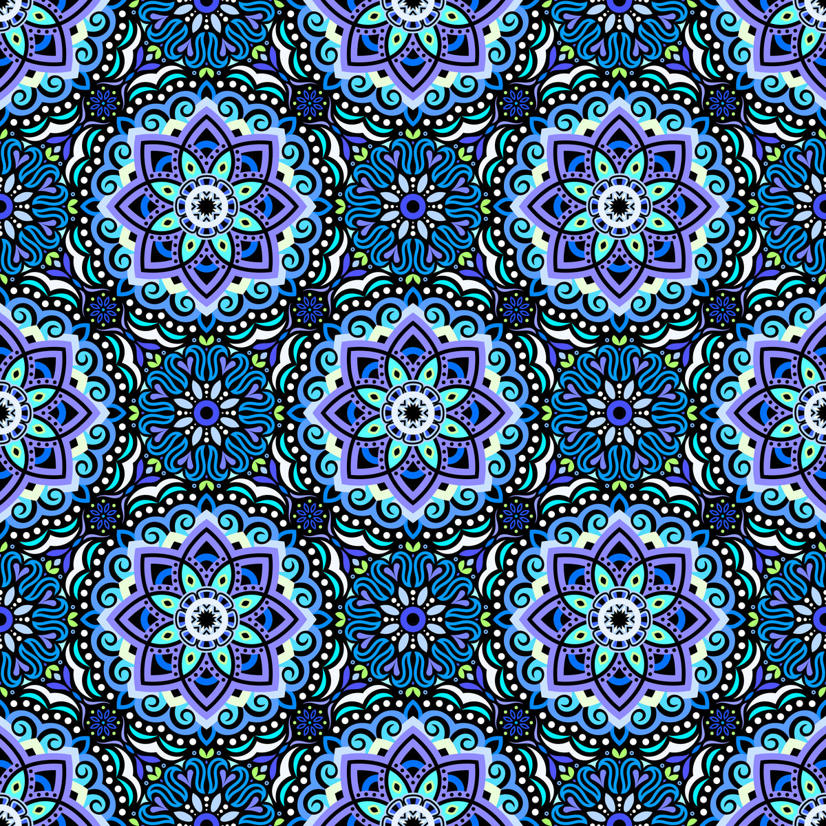 Blue - Turquoise - Green Mandala Fabric 2009.3