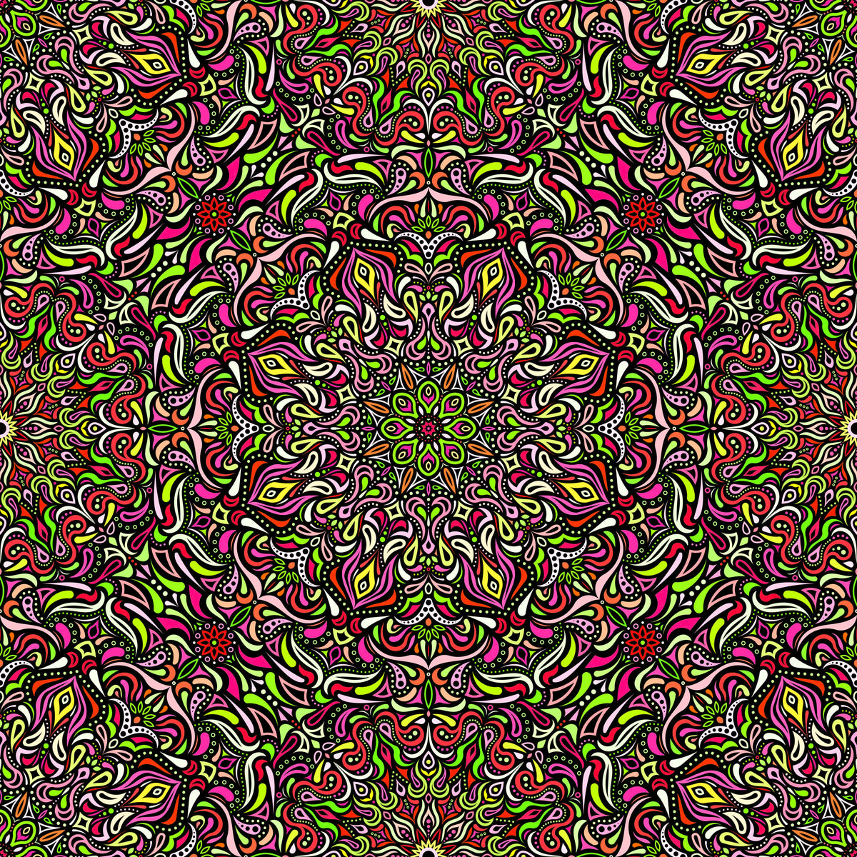 Red - Yellow - Green Mandala Fabric 2008.1
