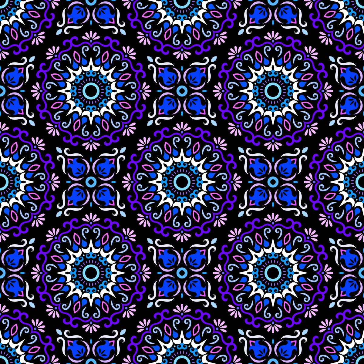 Purple - Blue Mandala Fabric - 174