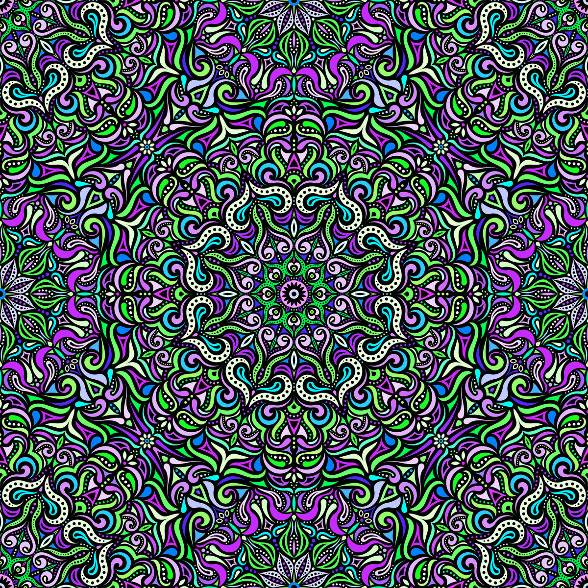 Green - Purple - Blue Mandala Fabric 2006.3