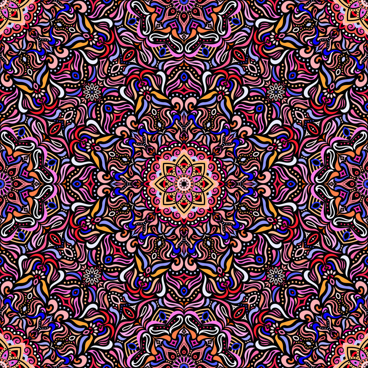 Pink - Yellow - Blue Mandala Fabric 2009.1