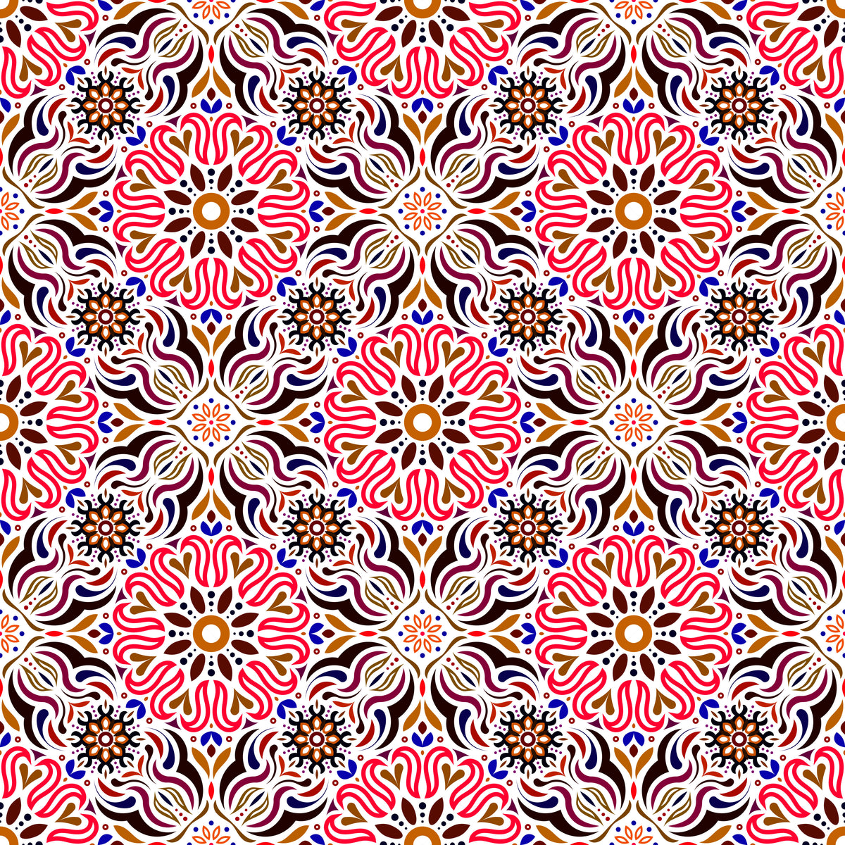 Red - Blue - Brown Mandala Fabric 2009.2i