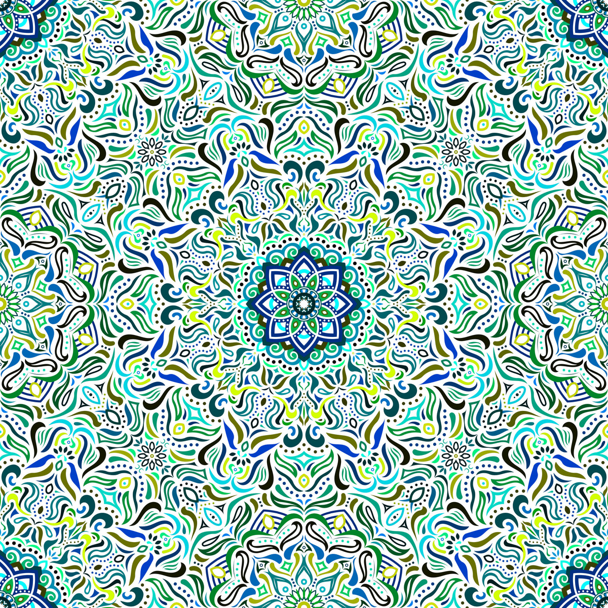 Turquoise - Green - Blue Mandala Fabric 2009.1i