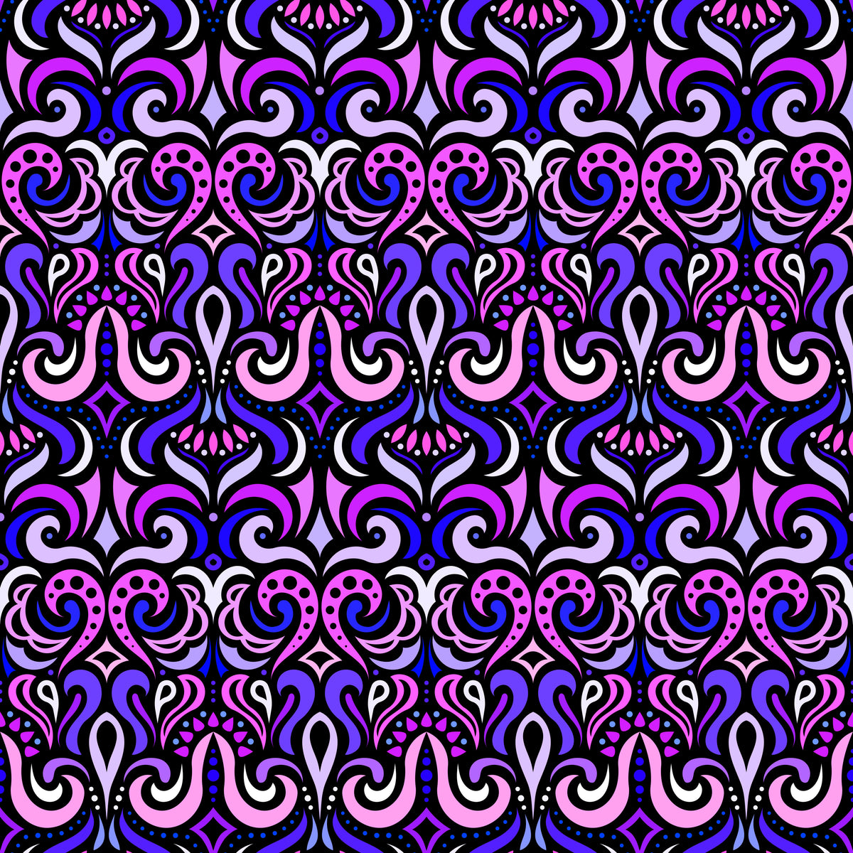 Pink - Purple Abstract Doodle Fabric 1001