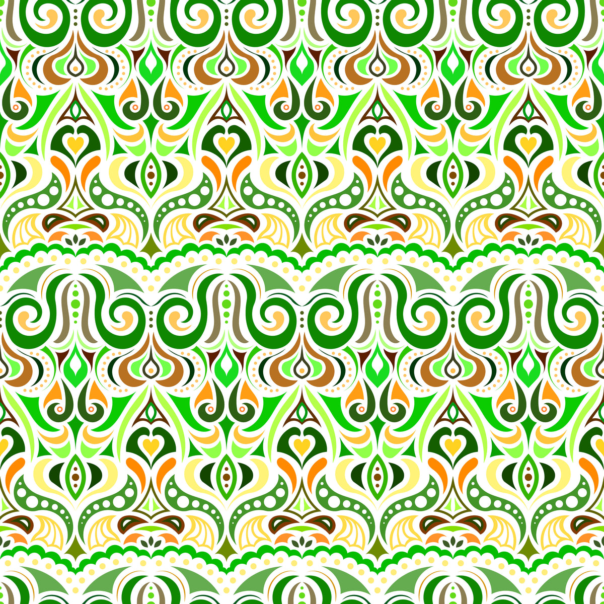 Yellow - Green - Orange Abstract Doodle Fabric 1010.2i