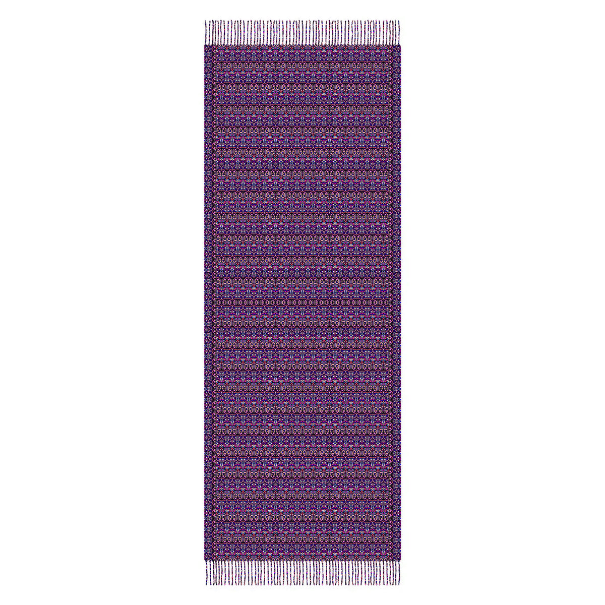 Pink - Purple - Blue Abstract Doodle Scarf with Tassels