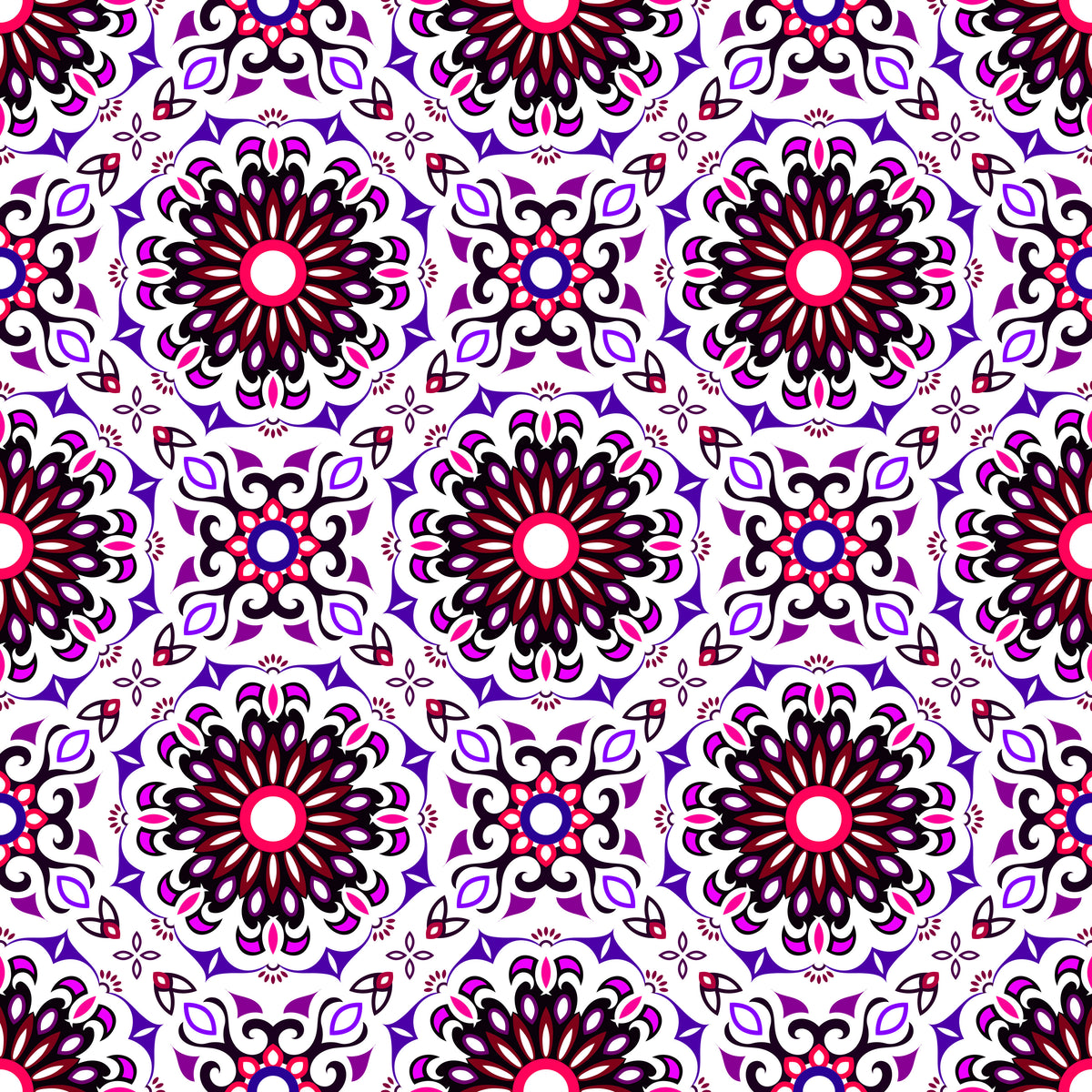 Purple - Red Mandala Fabric - 198i