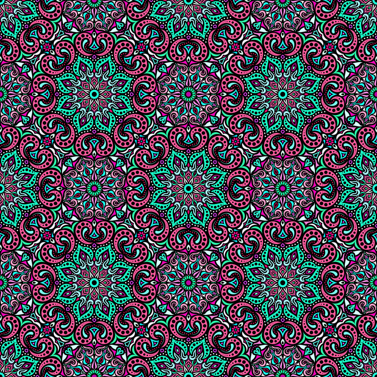 Pink - Turquoise Mandala Fabric 2007.3