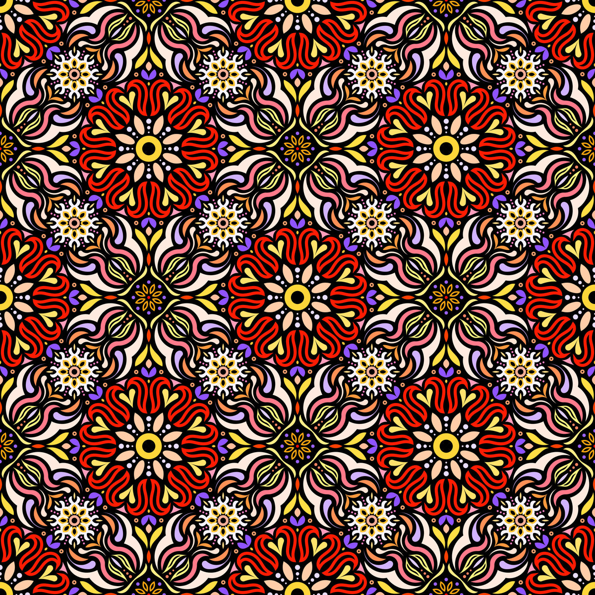 Red - Yellow - Blue Mandala Fabric 2009.2