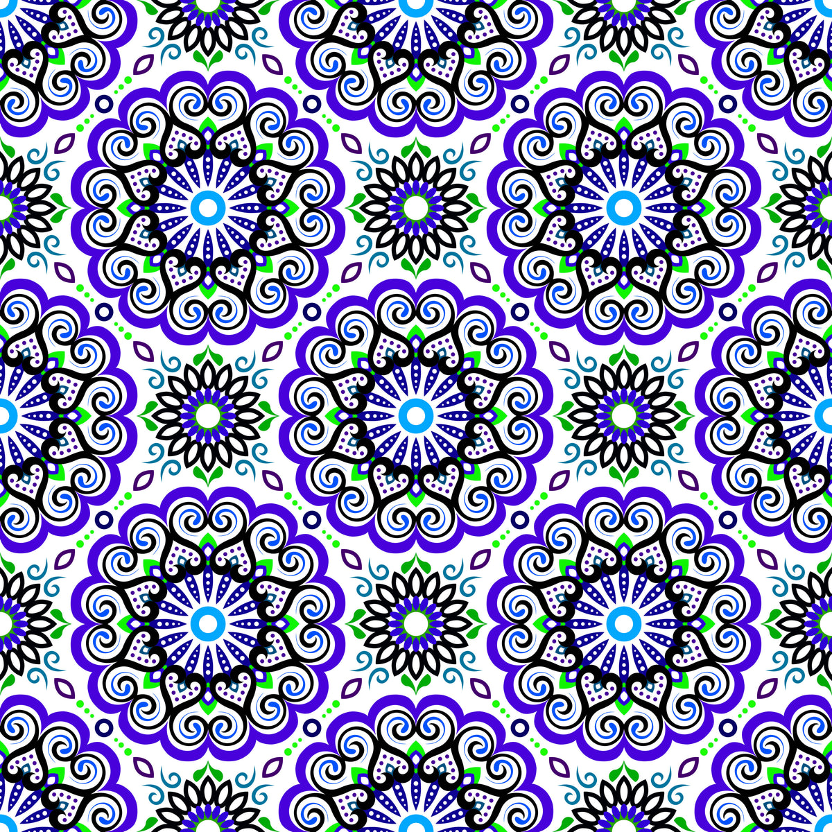 Blue - Green Mandala Fabric - 179i