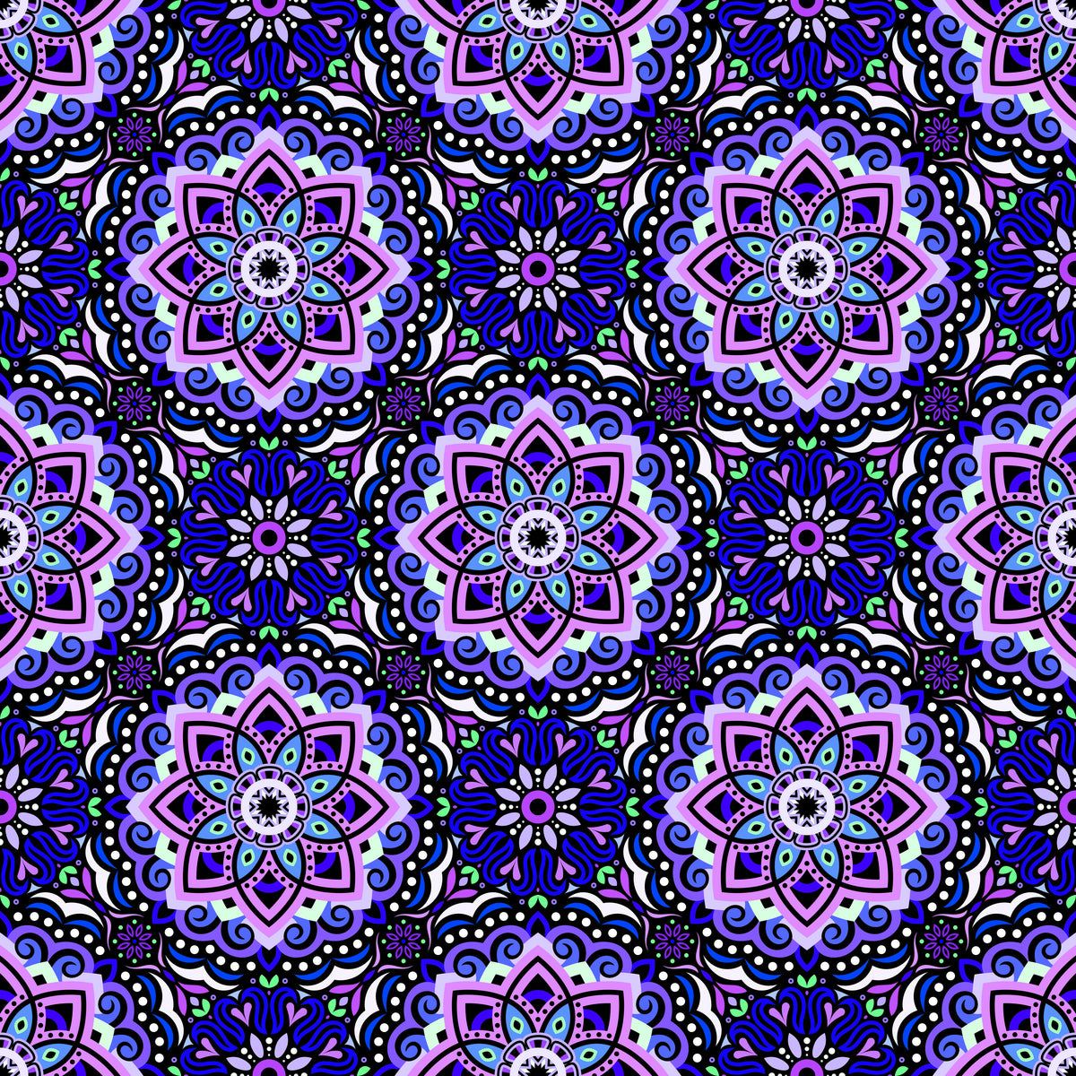 Purple - Blue - Green Mandala Fabric 2009.3