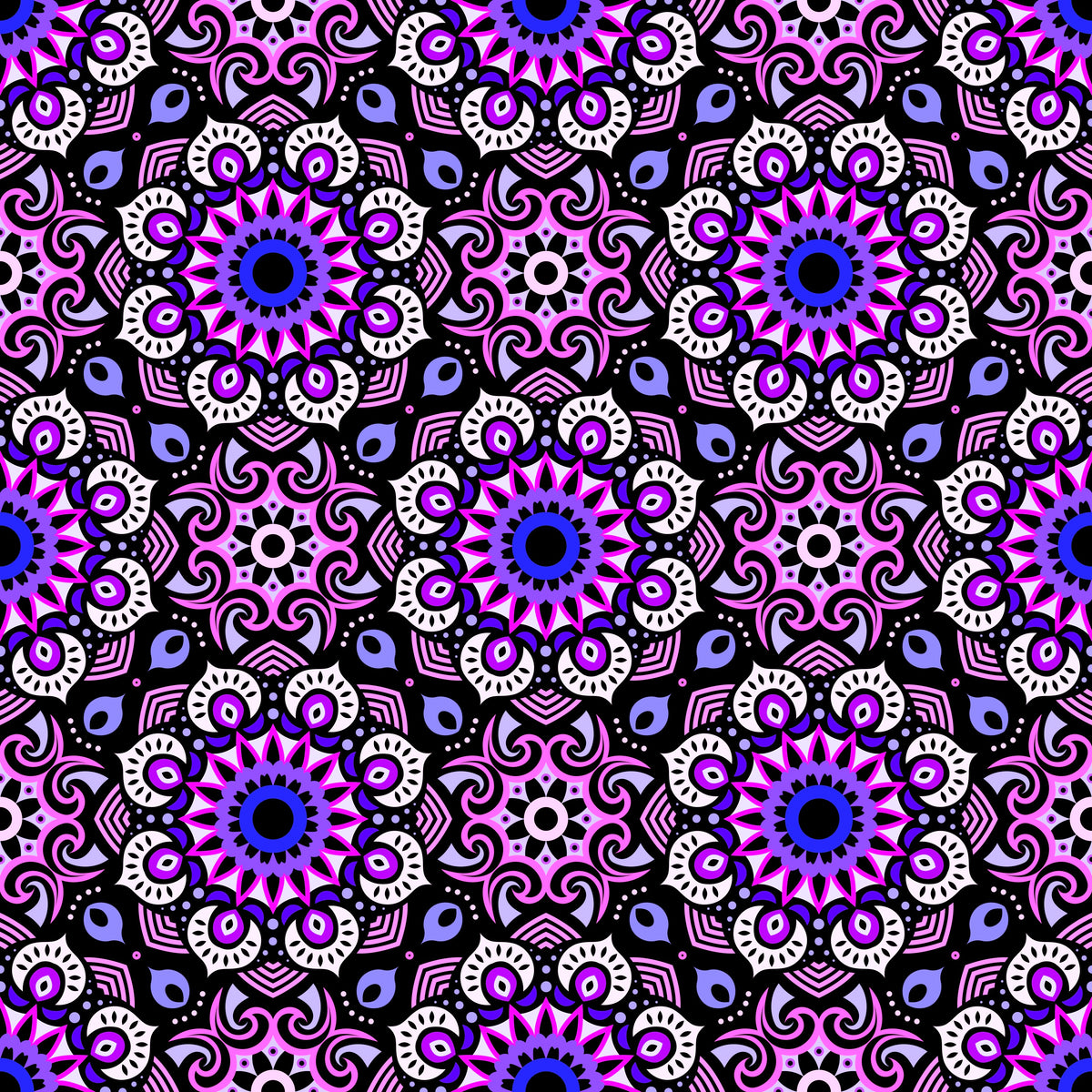 Purple - Blue - Pink Mandala Fabric - 193