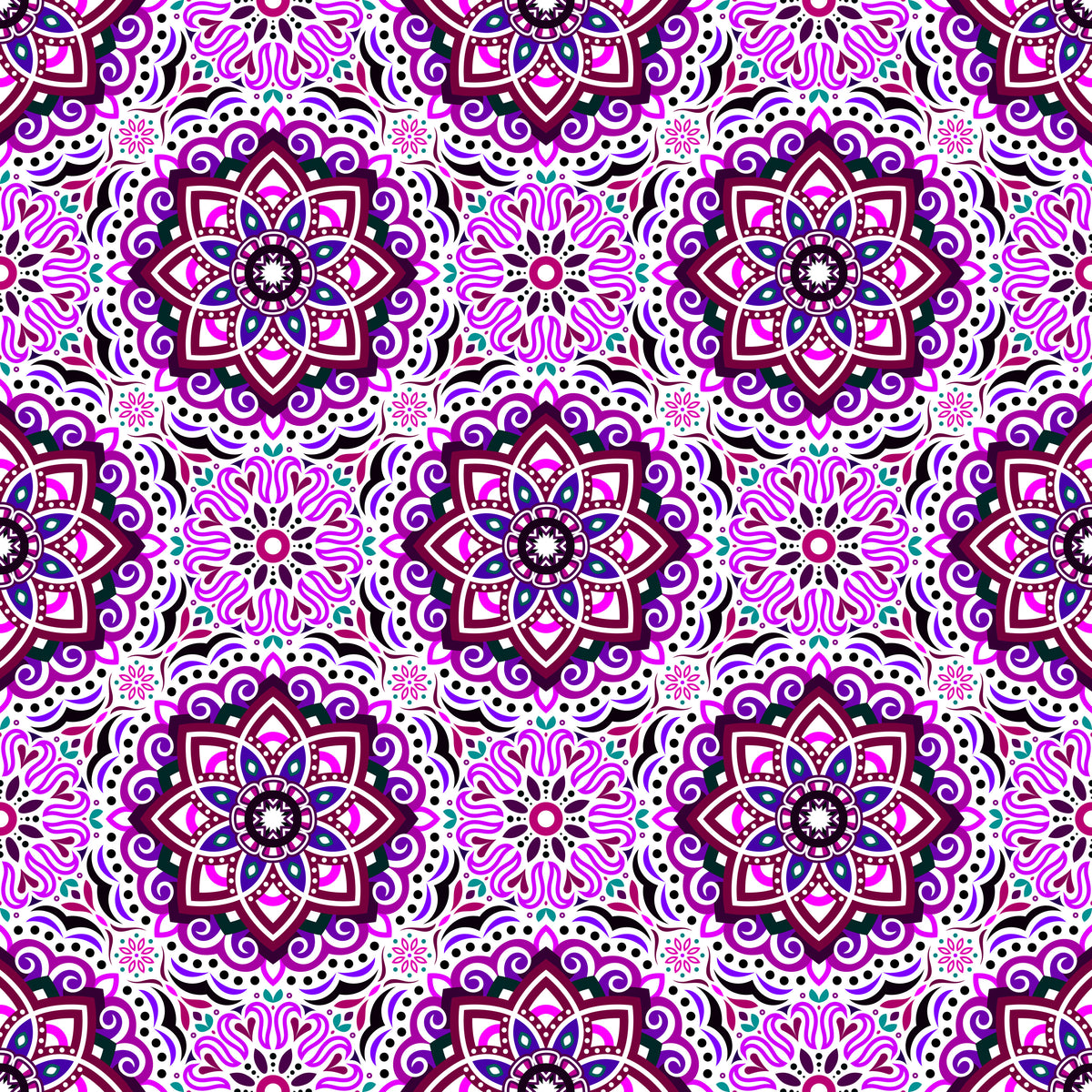 Purple - Turquoise - Pink Mandala Fabric 2009.3i