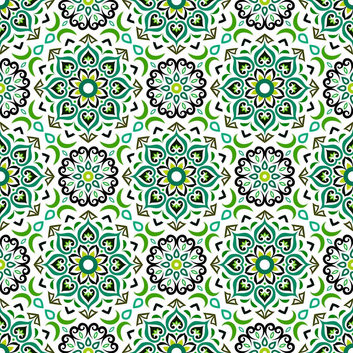 Green - Turquoise Mandala Fabric - 213i