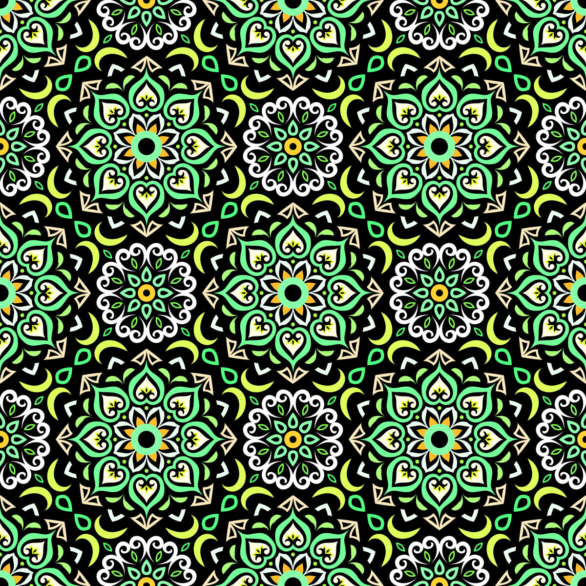 Green - Yellow Mandala Fabric - 213