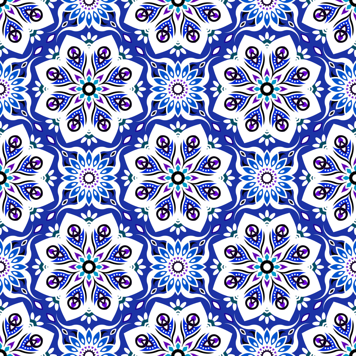 Blue - Purple Mandala Fabric - 236i