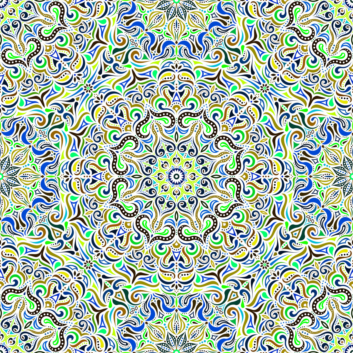 Green - Blue - Brown Mandala Fabric 2006.3i