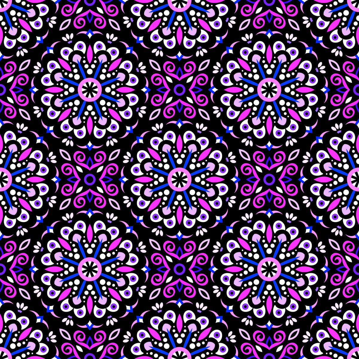 Pink - Blue - Purple Mandala Fabric - 156
