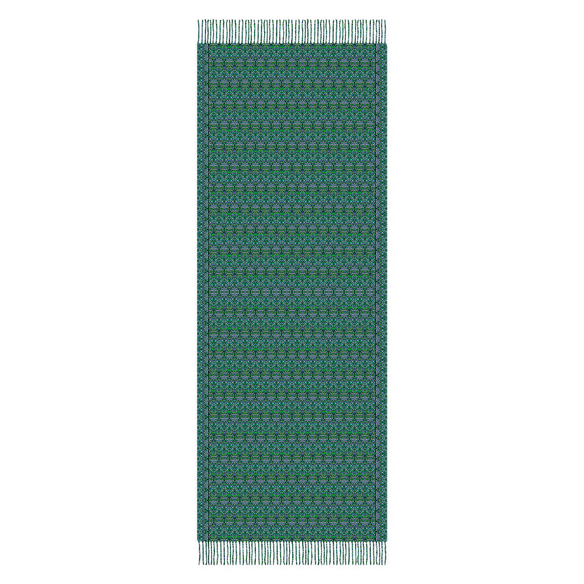 Turquoise - Green - Blue Abstract Doodle Scarf with Tassels