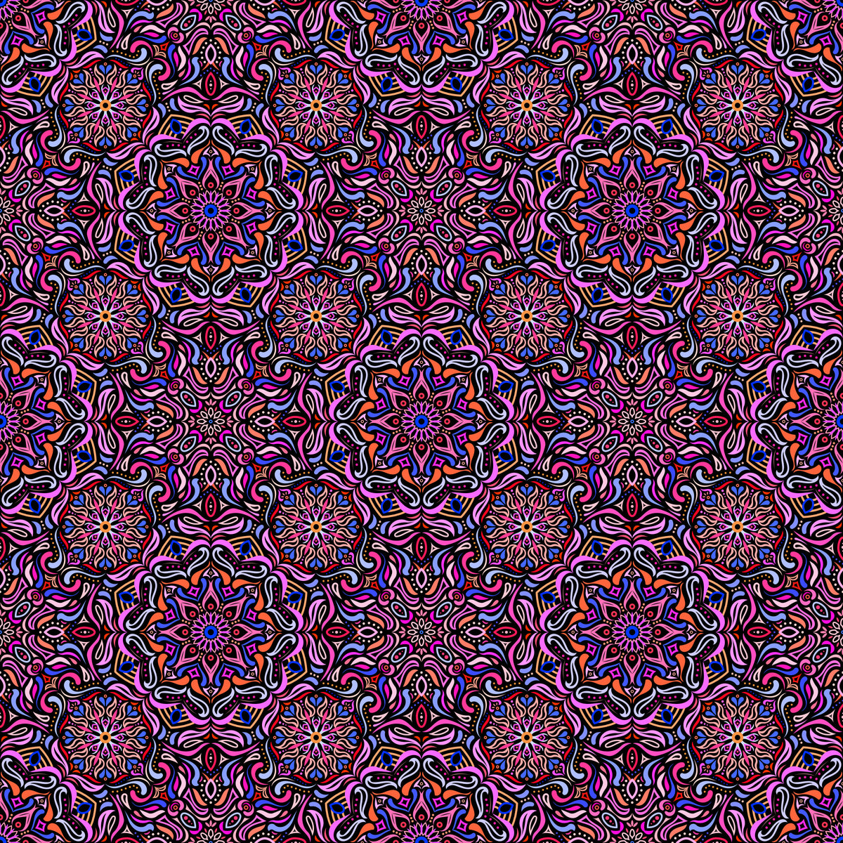Pink - Orange - Blue Mandala Fabric 2009.4