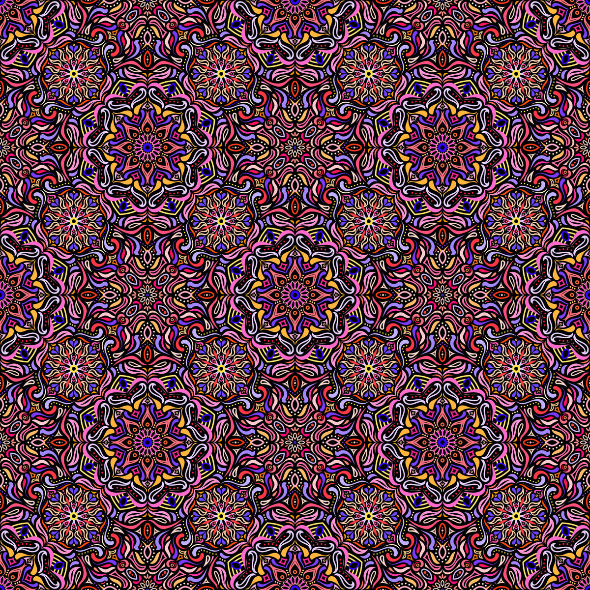 Pink - Yellow - Blue Mandala Fabric 2009.4