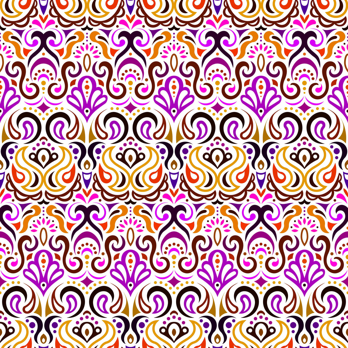 Yellow - Purple - Orange Abstract Doodle Fabric 1002i