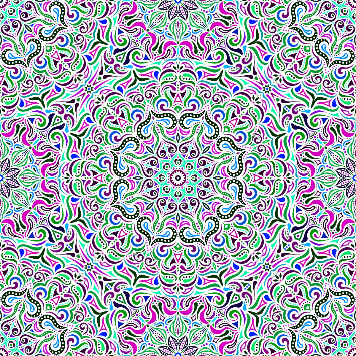 Green - Purple - Blue Mandala Fabric 2006.3i