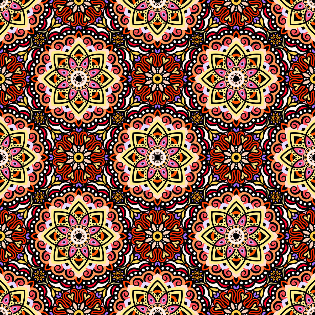 Red - Yellow - Blue Mandala Fabric 2009.3