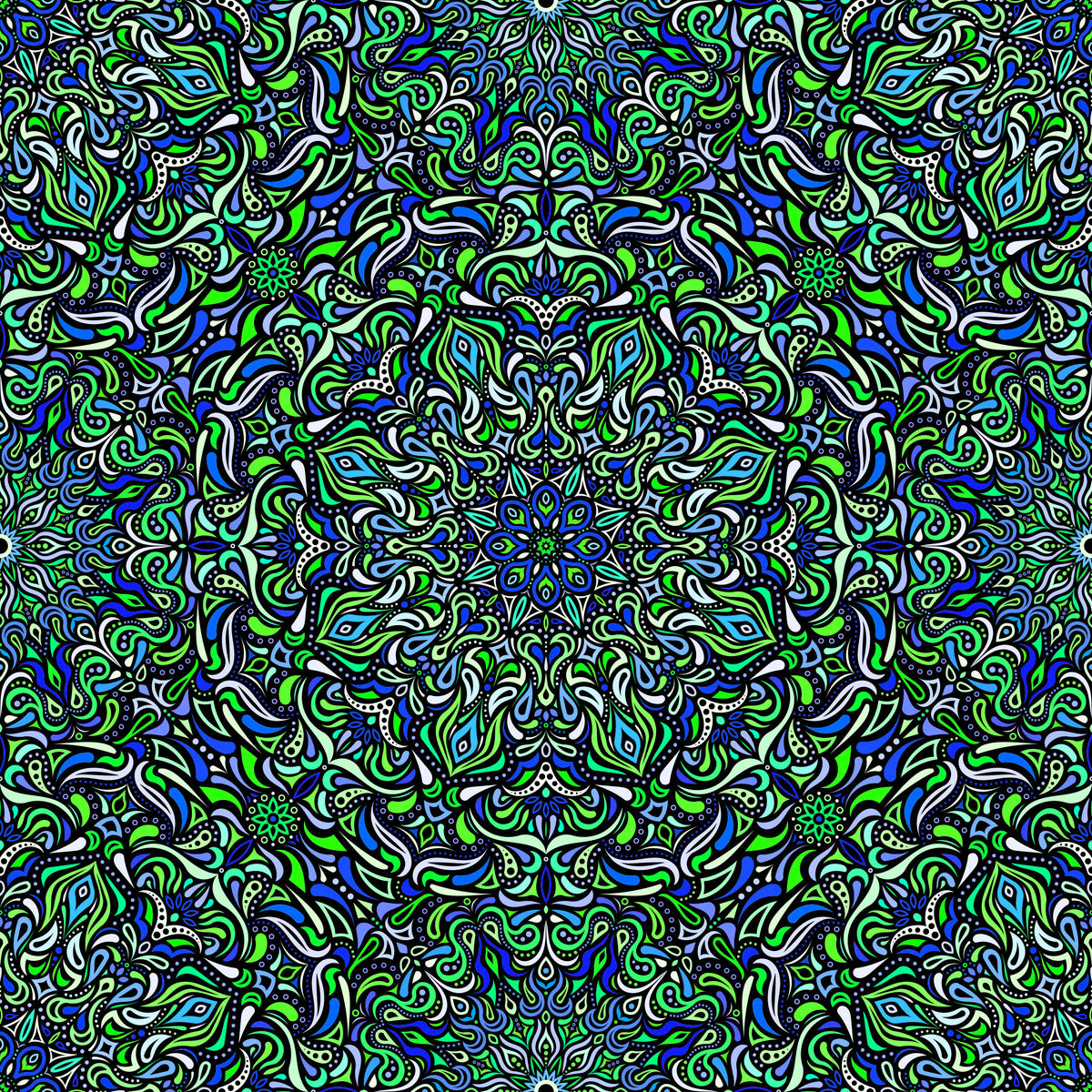 Green - Blue - Turquoise Mandala Fabric 2008.1