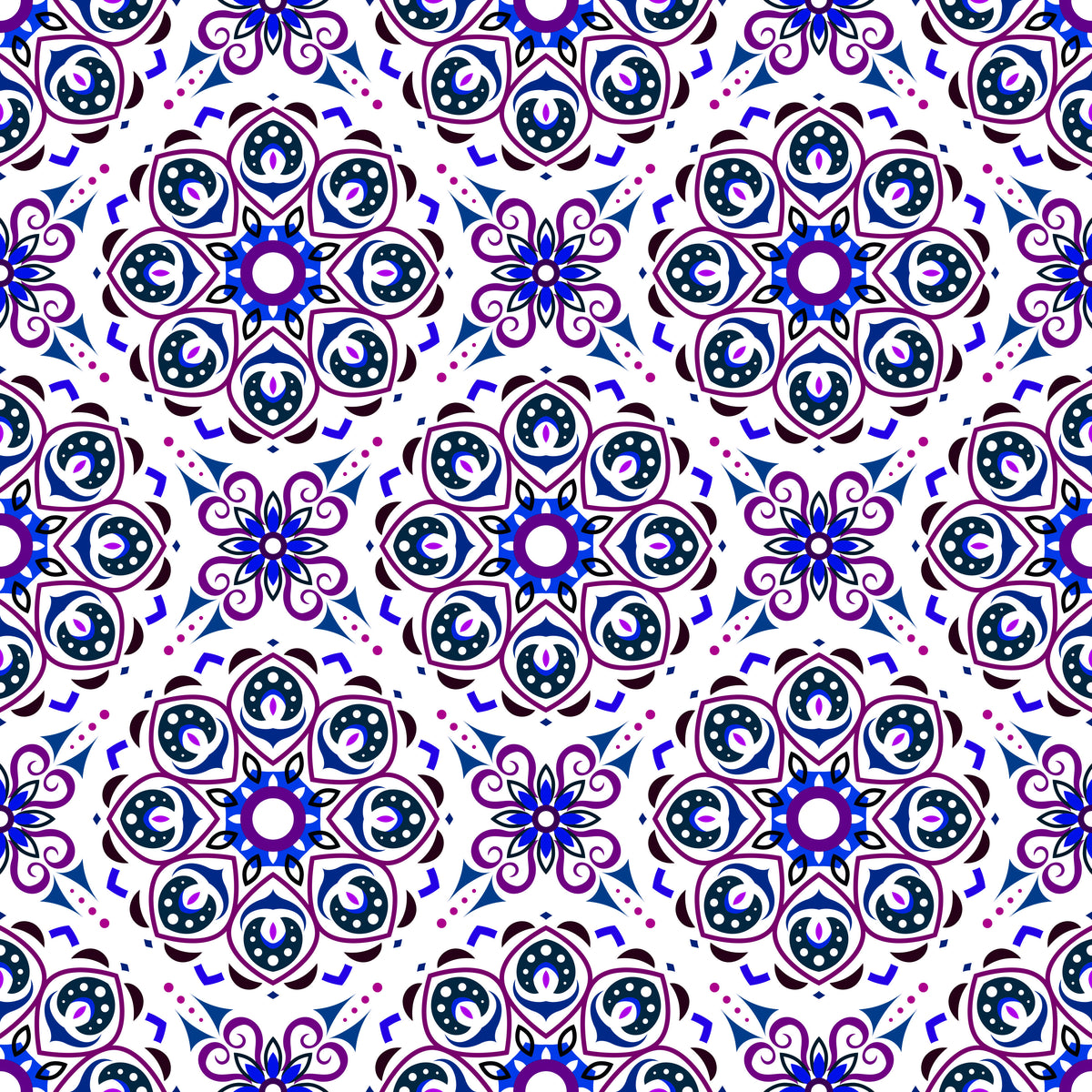 Blue - Purple Mandala Fabric - 183i
