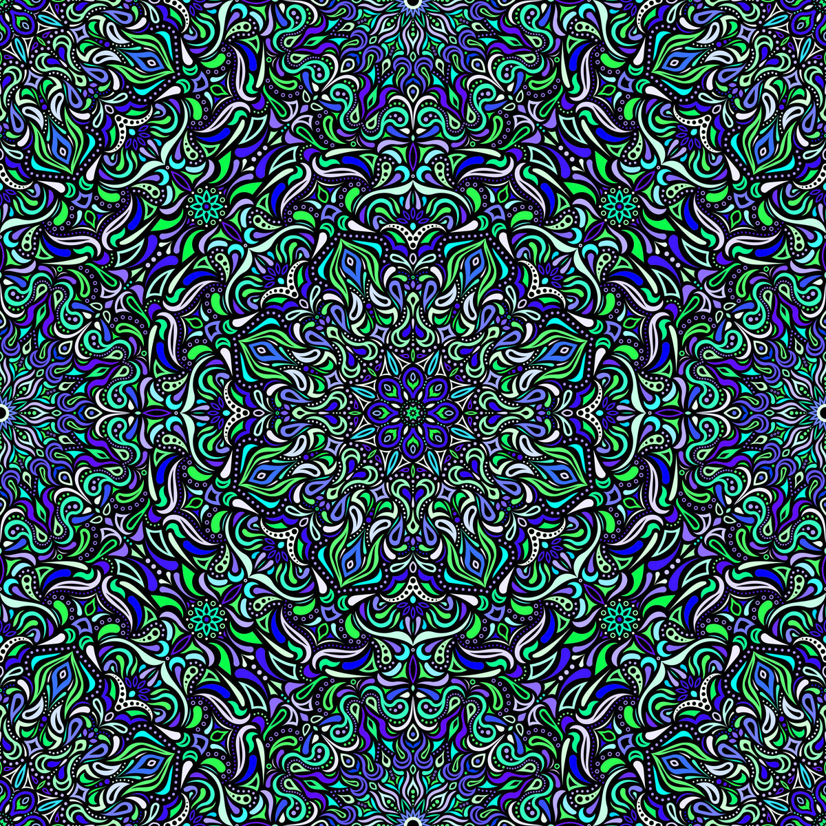 Green - Blue - Turquoise Mandala Fabric 2008.1