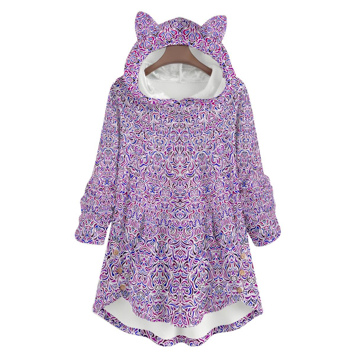 Purple - Blue Fuzzy Fleece Hoodie with Cat Ears