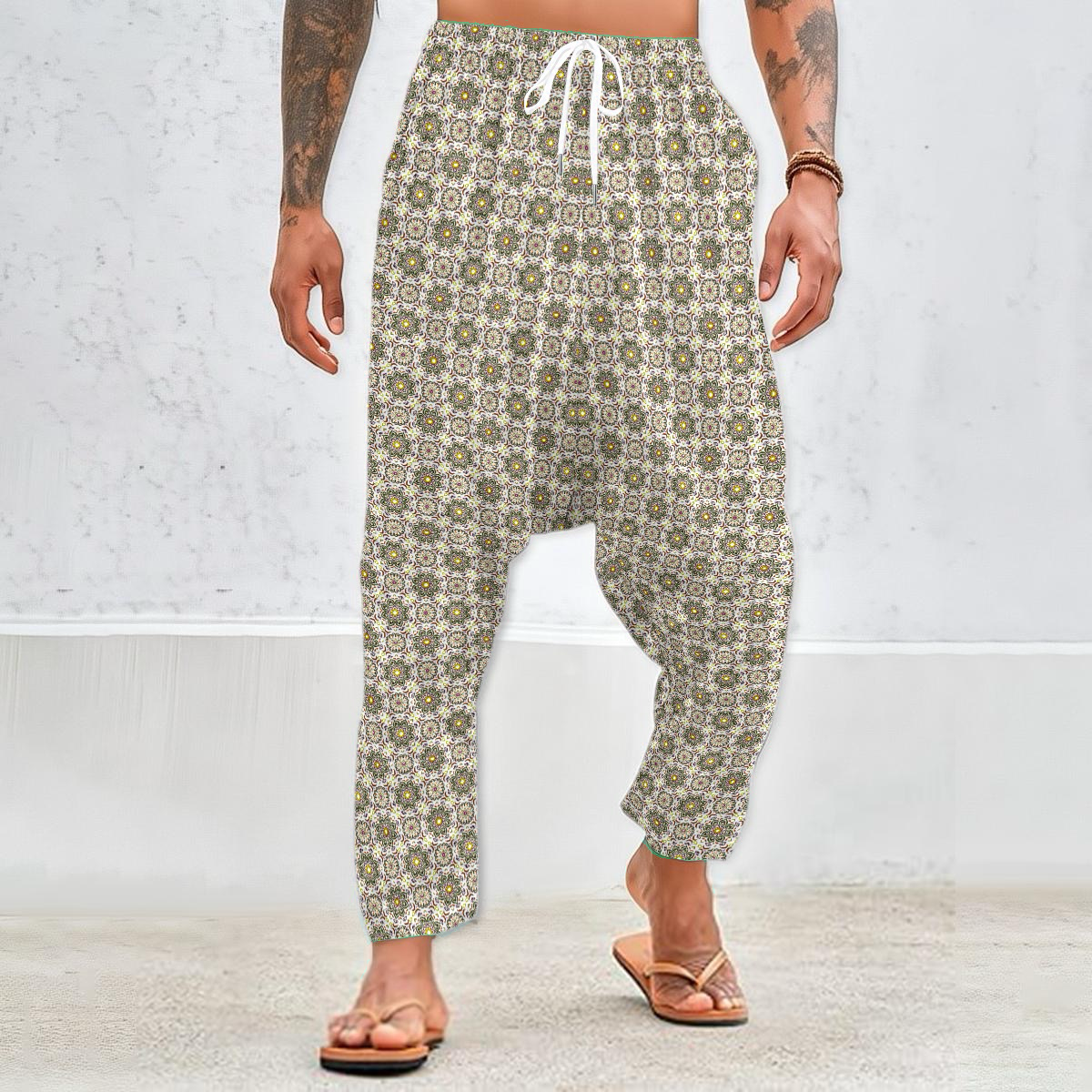 Yellow - Burgundy Velvet Harem Pants 214i