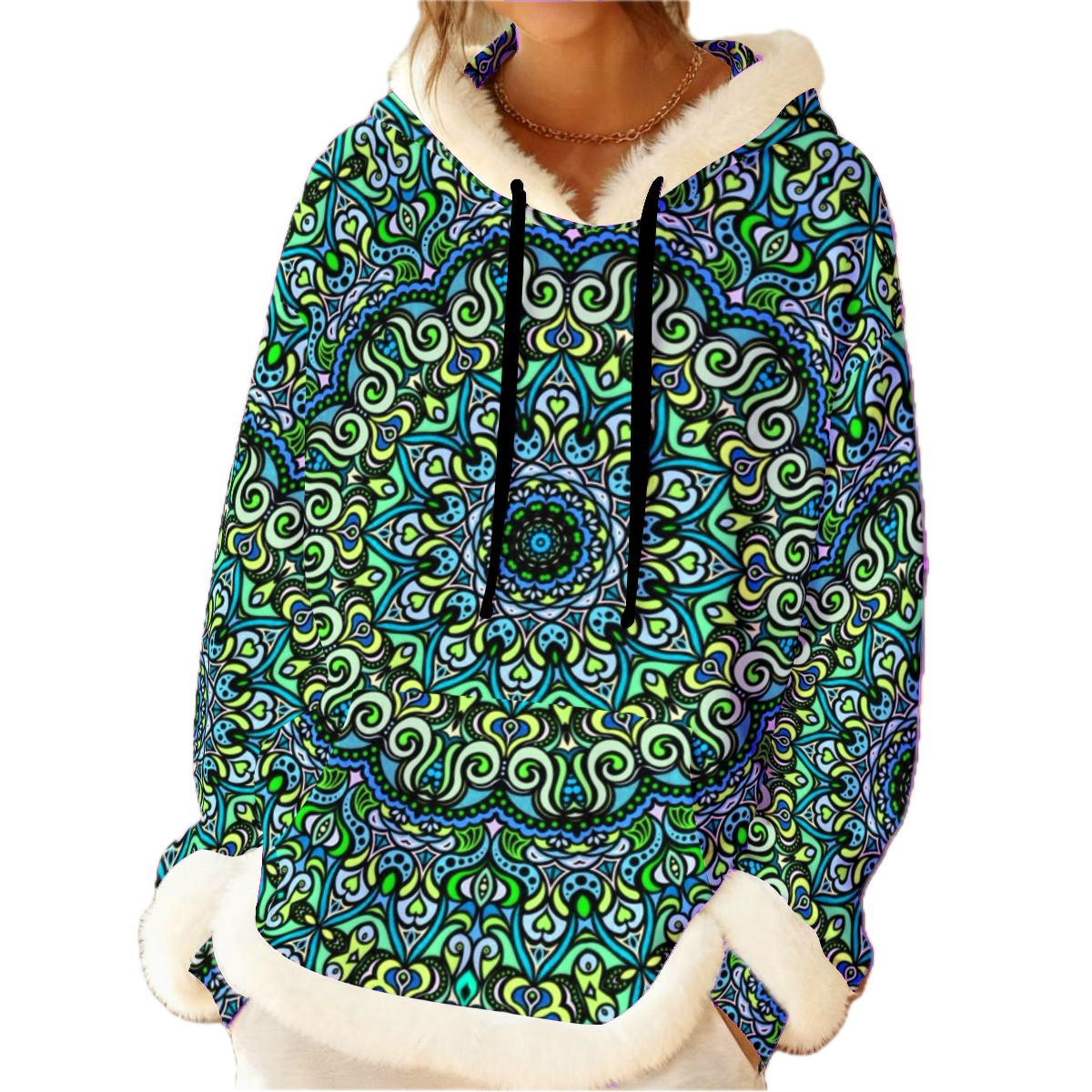 Blue - Turquoise - Green Fuzzy Hoodie