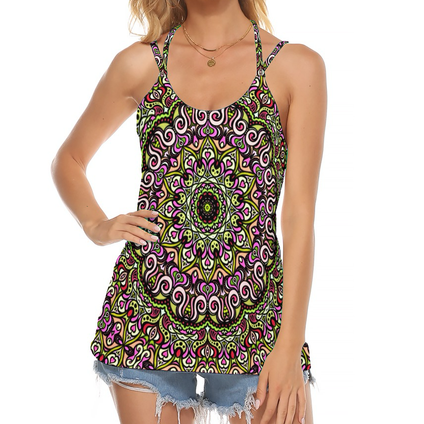Green - Pink - Red Halter Top