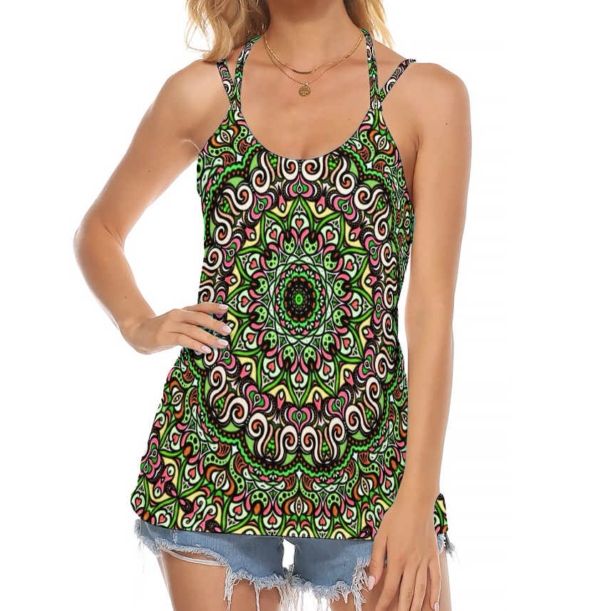 Green - Red Halter Top
