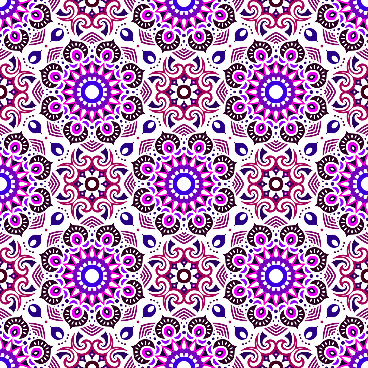 Pink - Purple Mandala Fabric - 193i