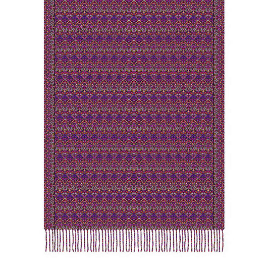 Purple - Orange - Pink Abstract Doodle Scarf with Tassels