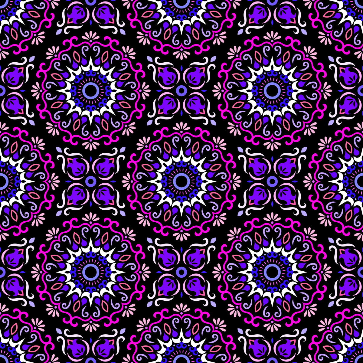 Pink - Purple - Blue Mandala Fabric - 174