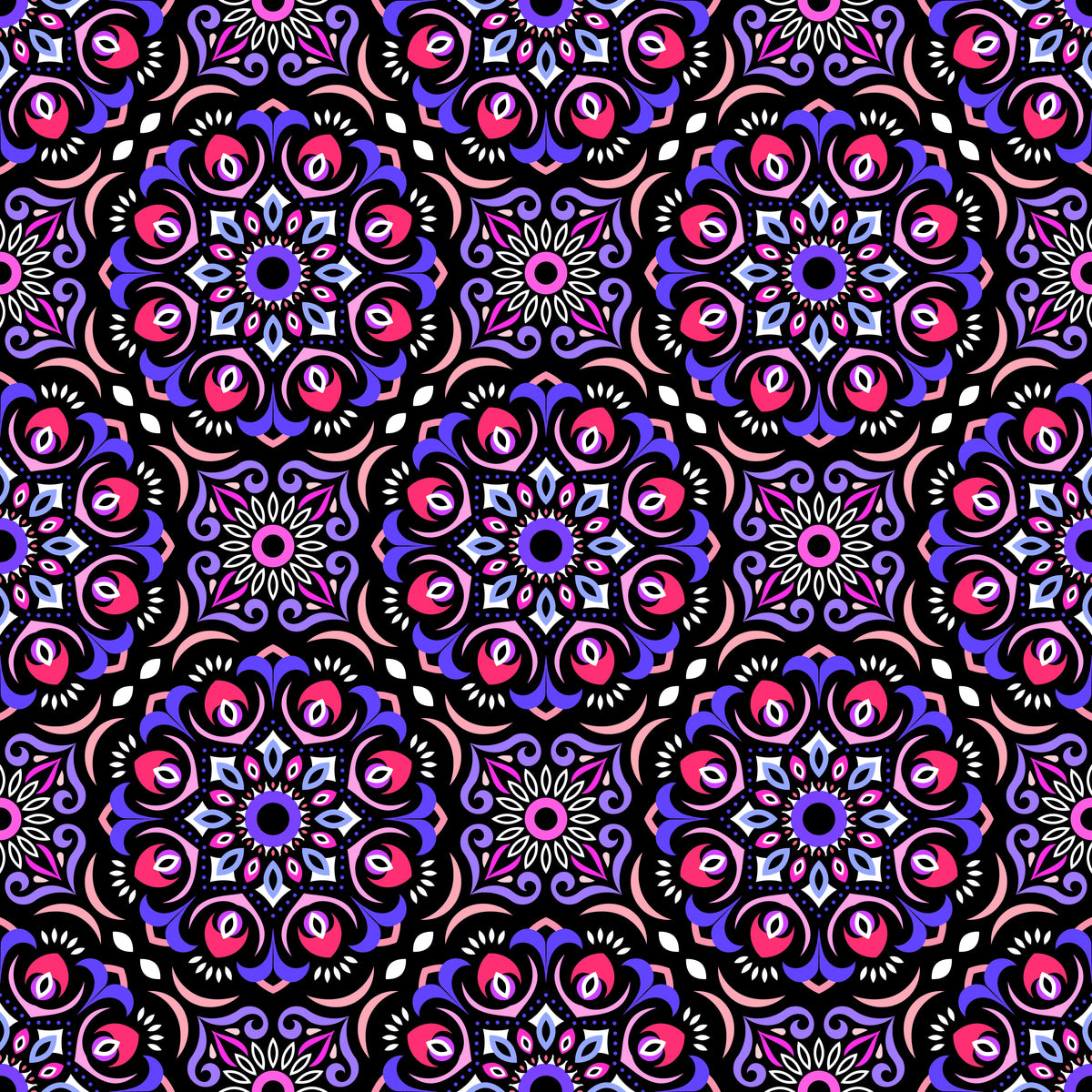 Pink - Purple Mandala Fabric - 209