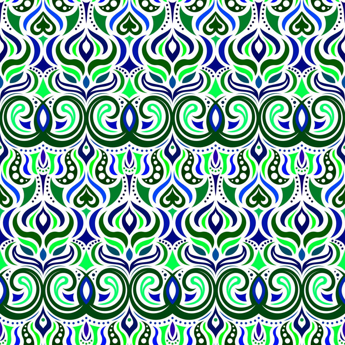 Green - Blue Abstract Doodle Fabric 1009.7i