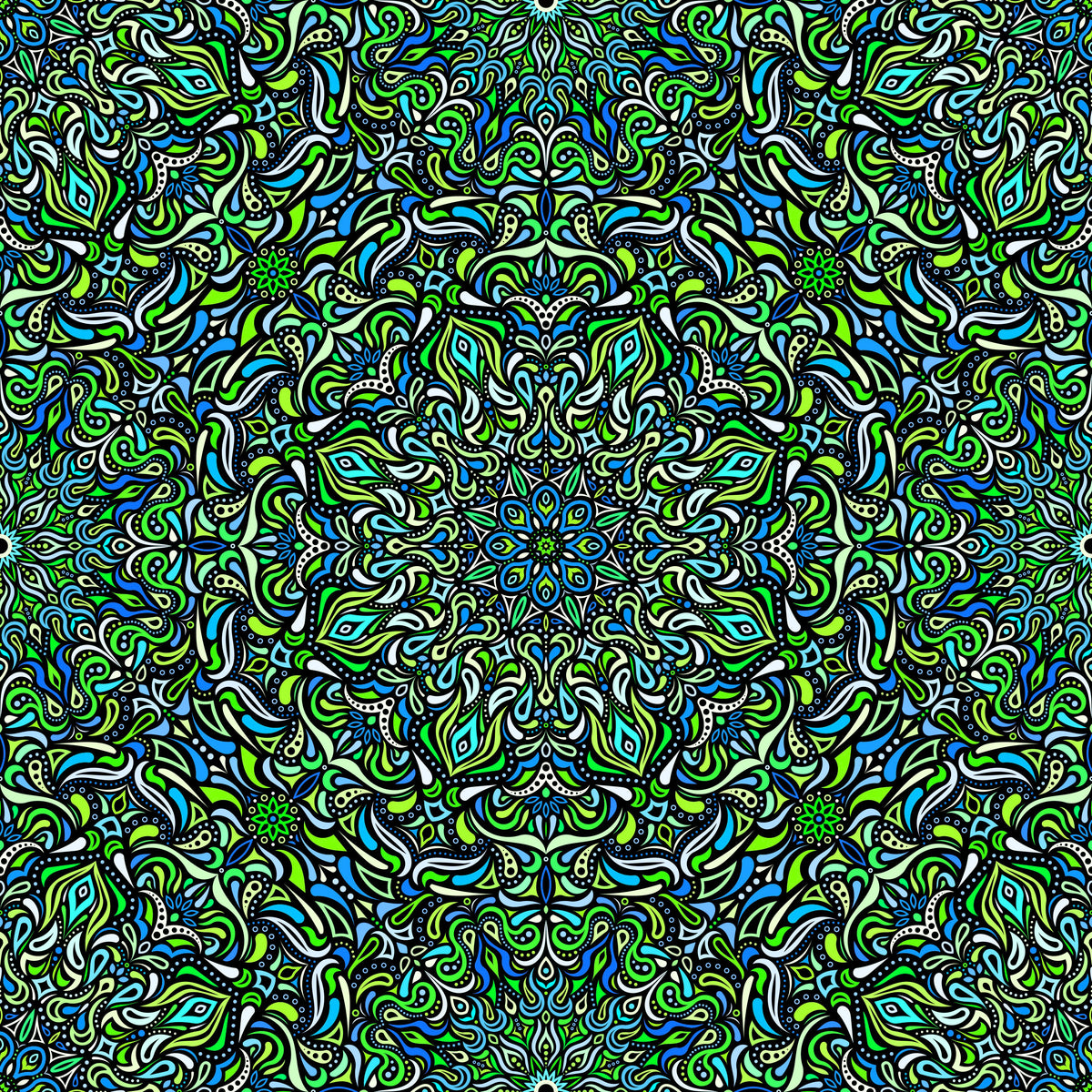 Green - Blue Mandala Fabric 2008.1