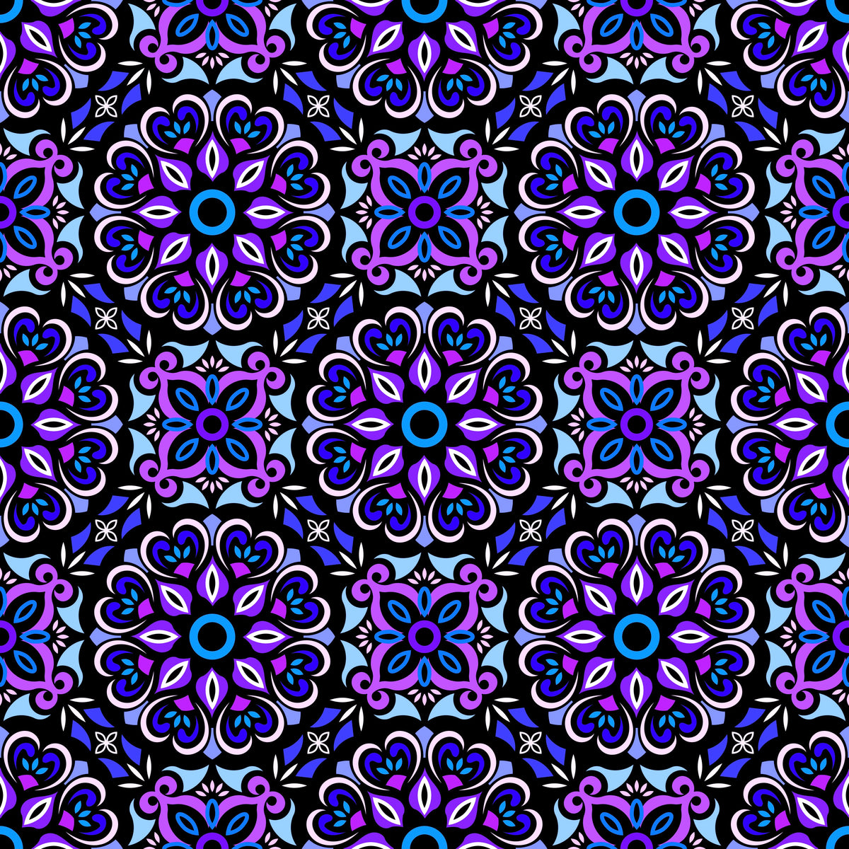 Blue - Purple Mandala Fabric - 206