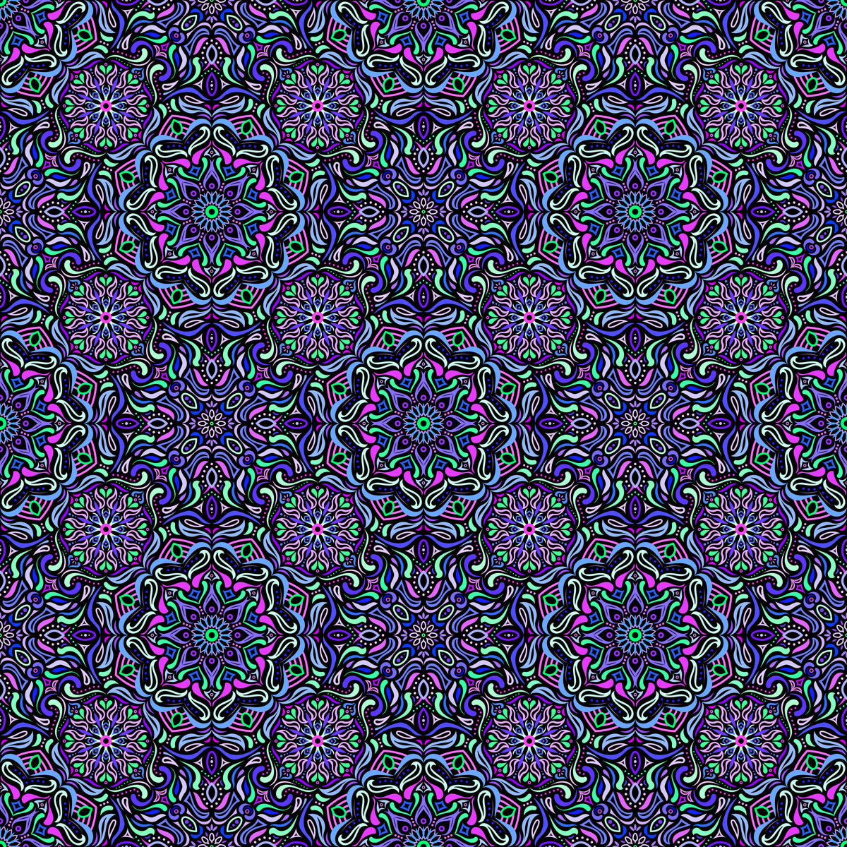 Turquoise - Purple - Blue Mandala Fabric 2009.4