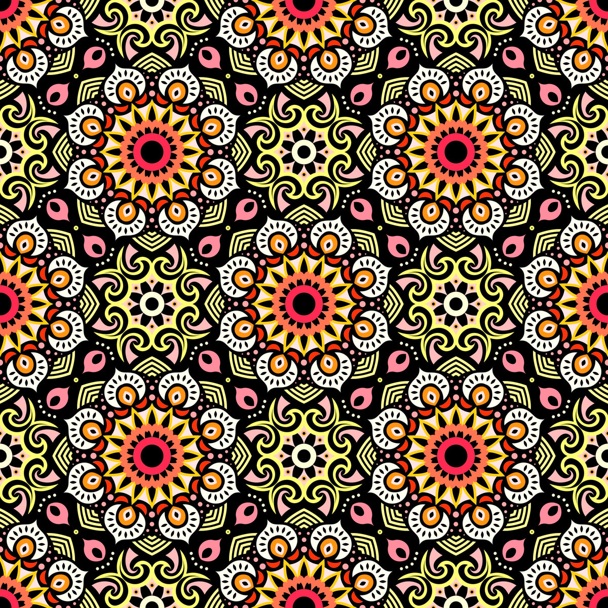Orange - Yellow - Red Mandala Fabric - 193