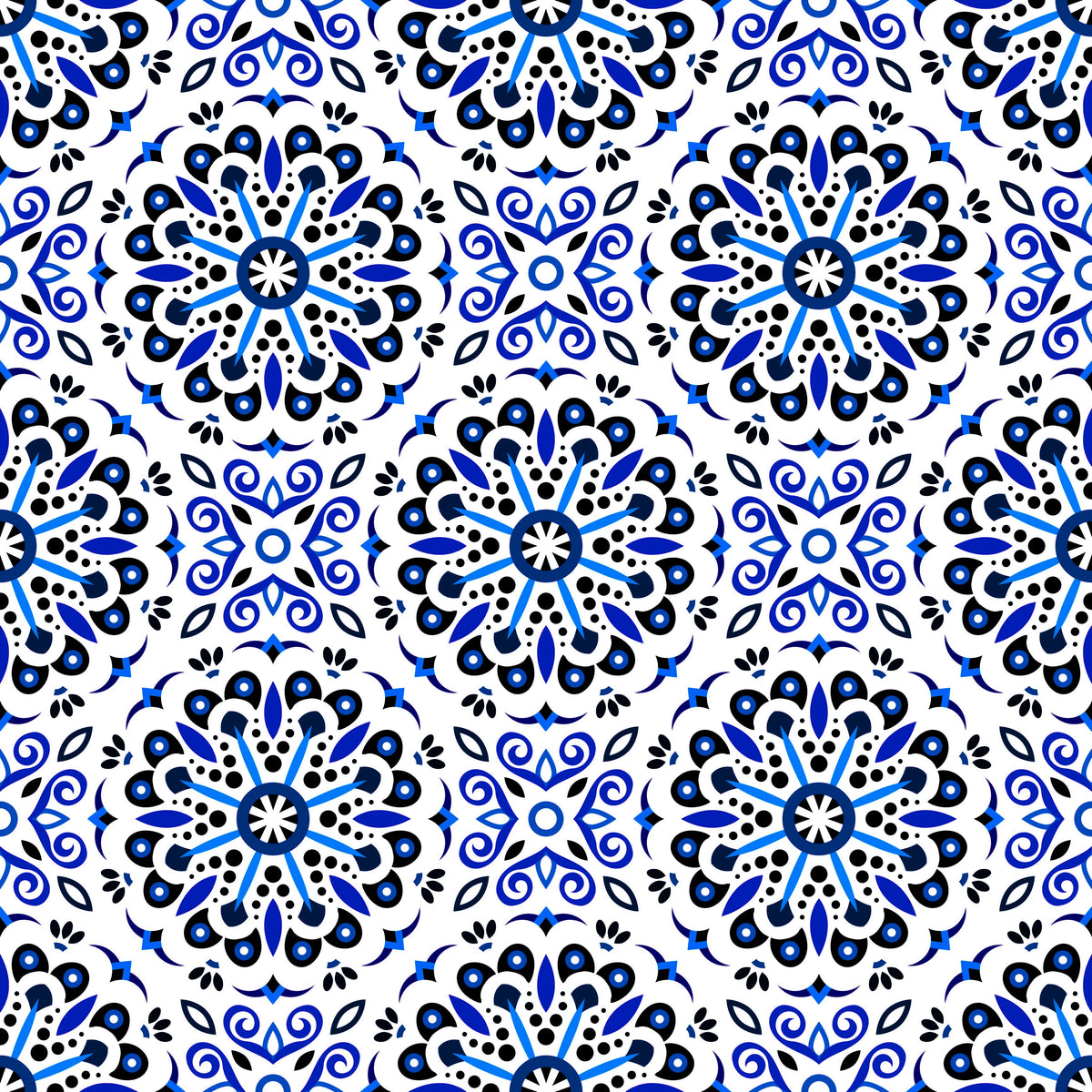 Blue Mandala Fabric - 156i
