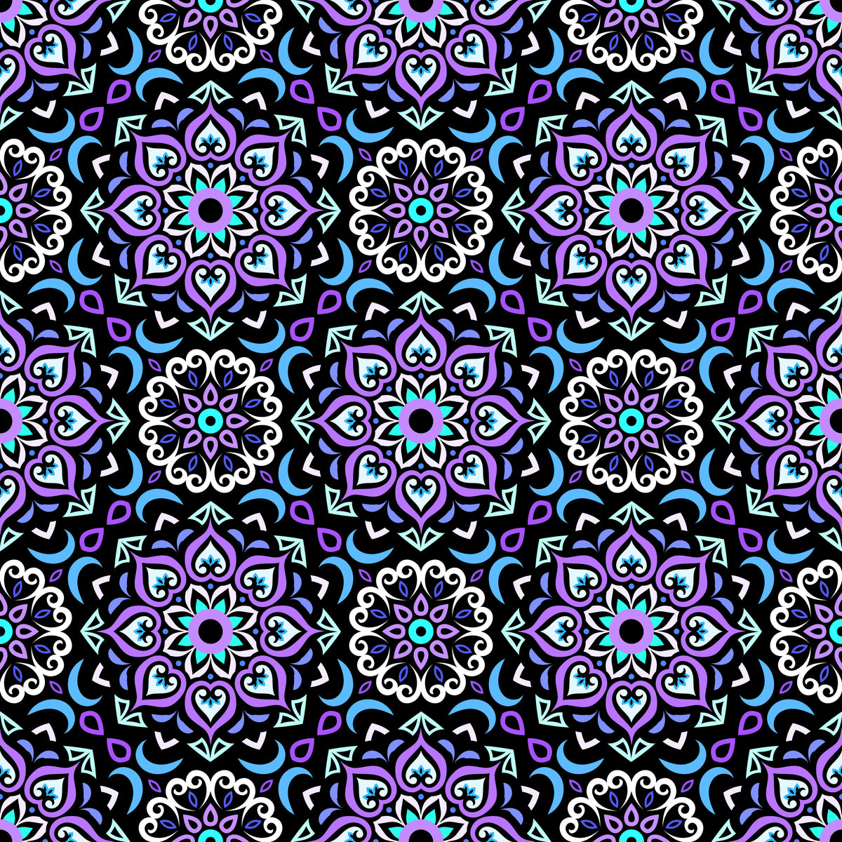 Purple - Blue Mandala Fabric - 213