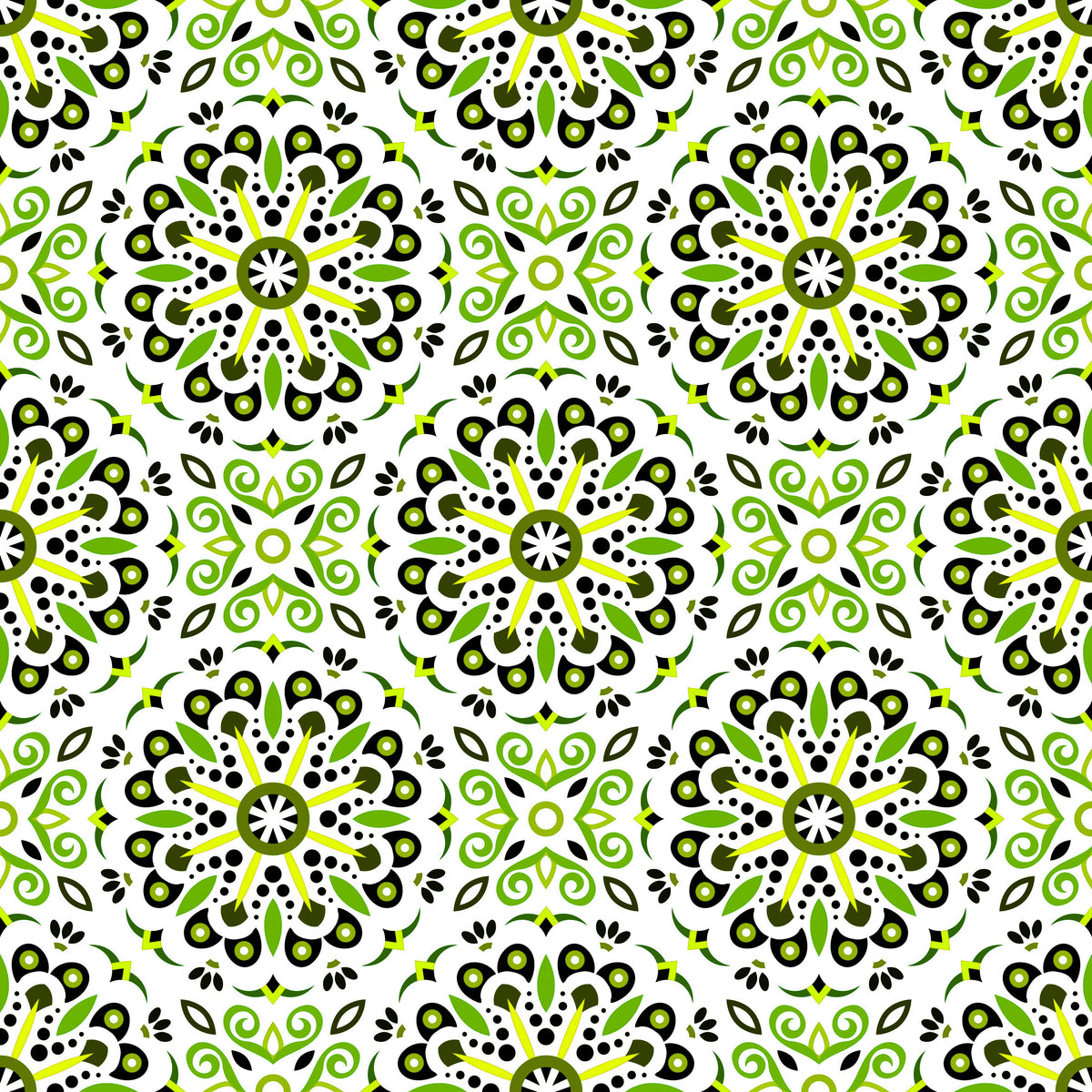 Green Mandala Fabric - 156i
